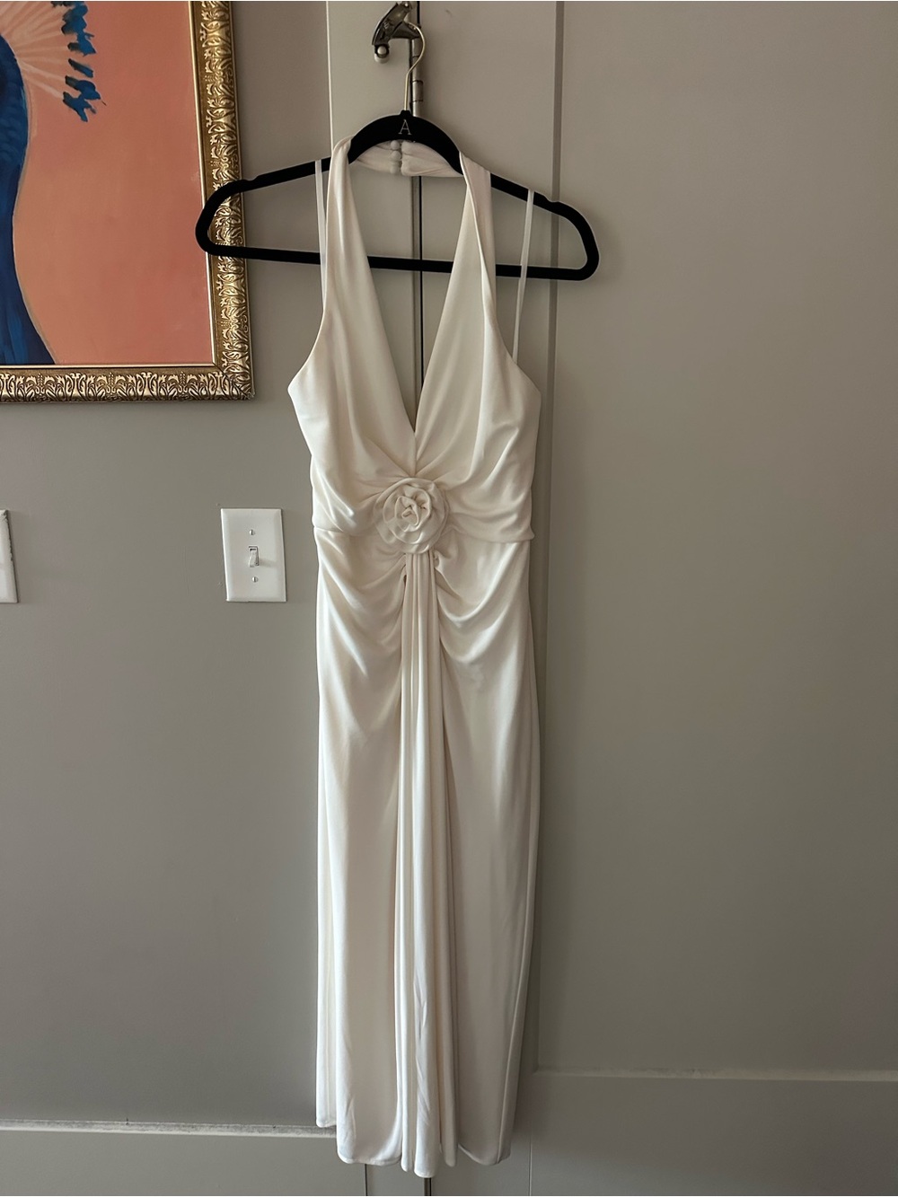 cinq a sept Ivory Kathleen Halter Rosette Dress